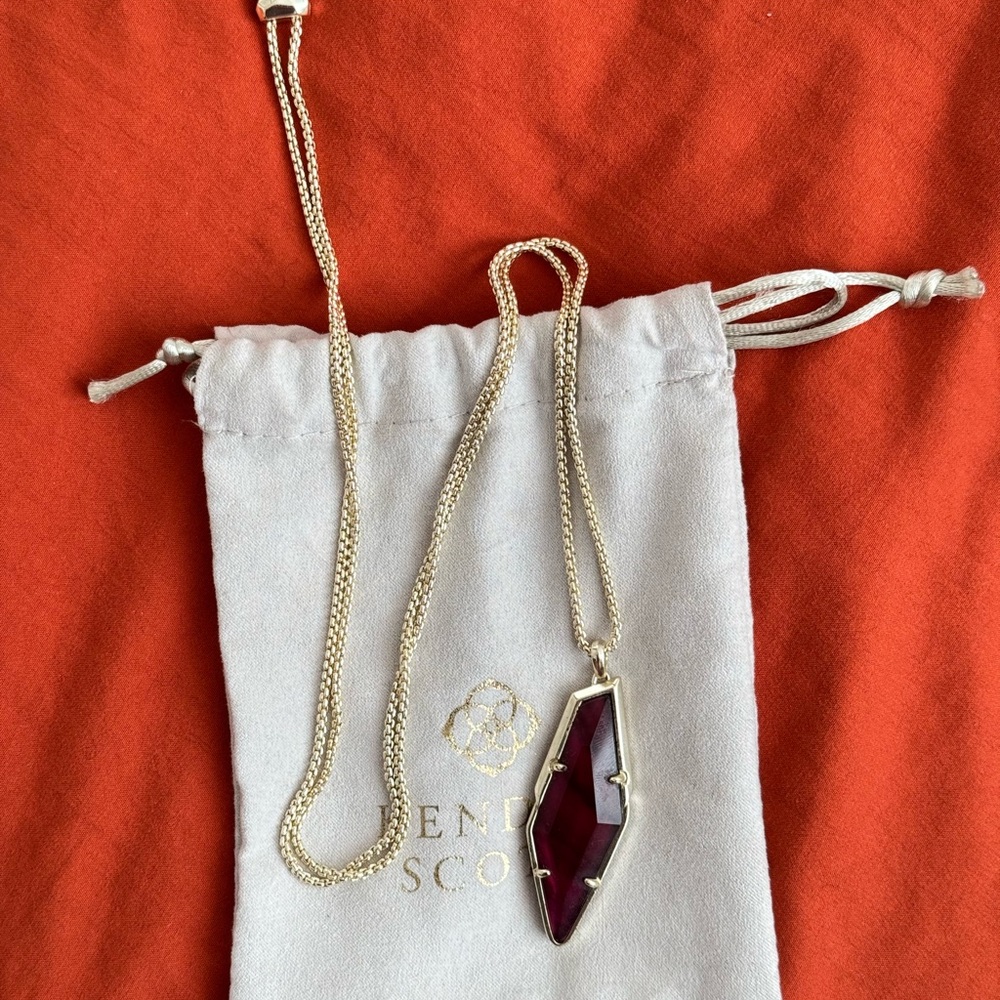 Kendra Scott Gold and Red Adjustable Pendant Necklace